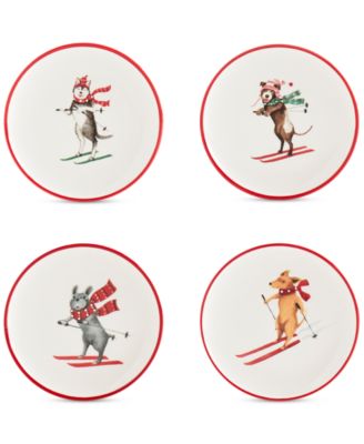 Tabletops Unlimited - Furry Christmas Appetizer Plates, Set of 4