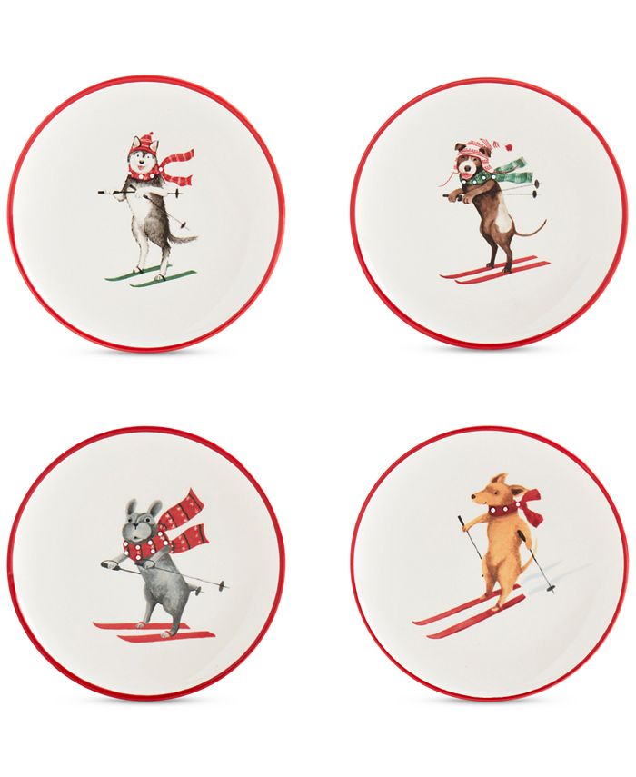 Tabletops Unlimited Furry Christmas Dog Appetizer Plates, Set of 4 Macy's
