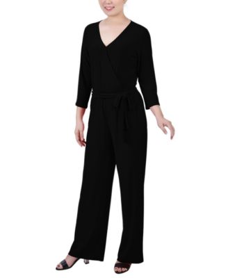 Women's 3/4 Sleeve Belted Jumpsuit