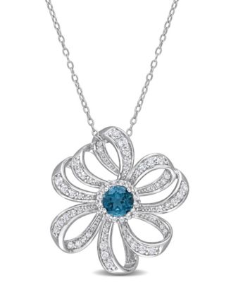 Gemstone Flower Necklace in Sterling Silver