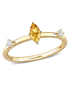 10K Yellow Gold Marquise-Cut Citrine and White Topaz Stackable Ring