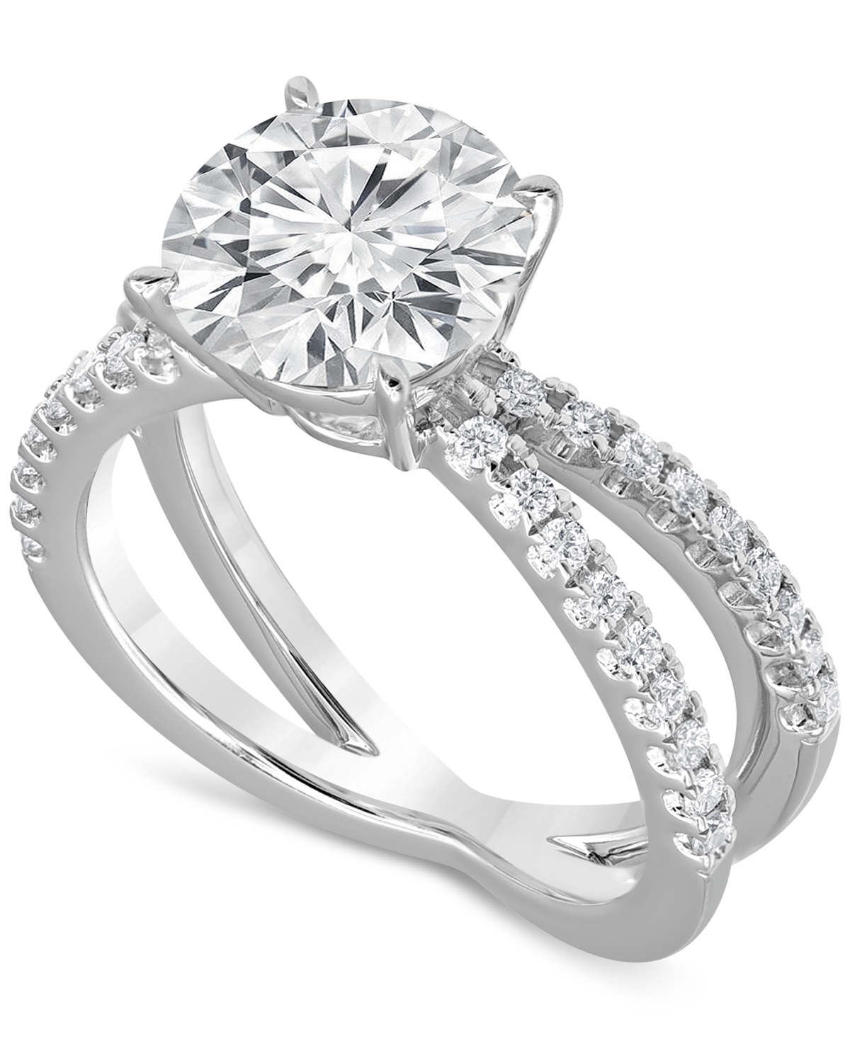 Certified Lab Grown Diamond Solitaire X Engagement Ring (3-3/8 ct. t.w.) in 14k White Gold - White Gold