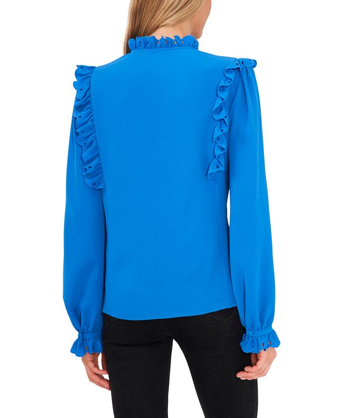 cece ruffled tie neck blouse