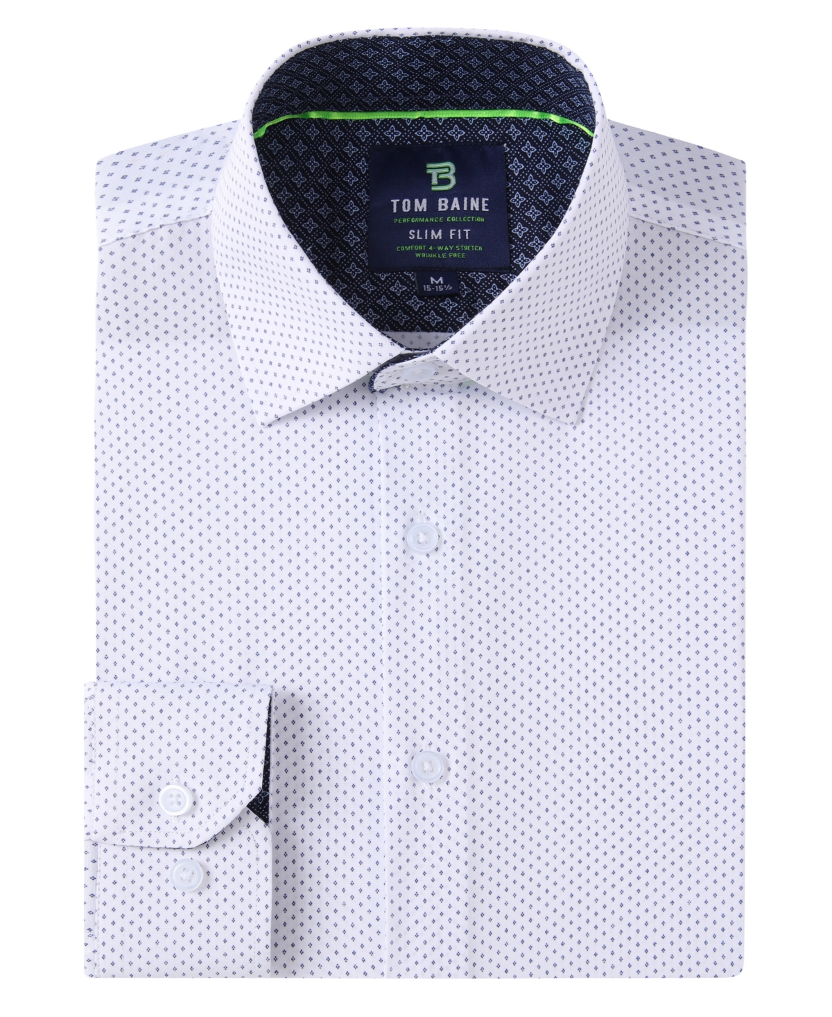 Shop Tom Baine Men's Slim Fit Performance Long Sleeve Geometric Dress Shirt In White