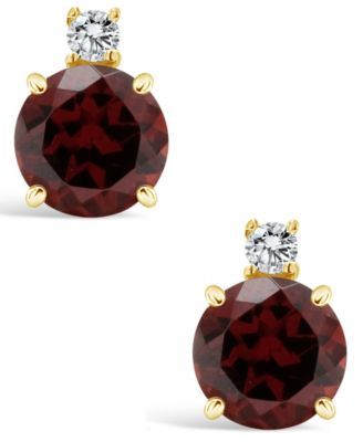 Garnet (2-1/5 ct. t.w.) and Diamond Accent Stud Earrings in 14K Yellow Gold