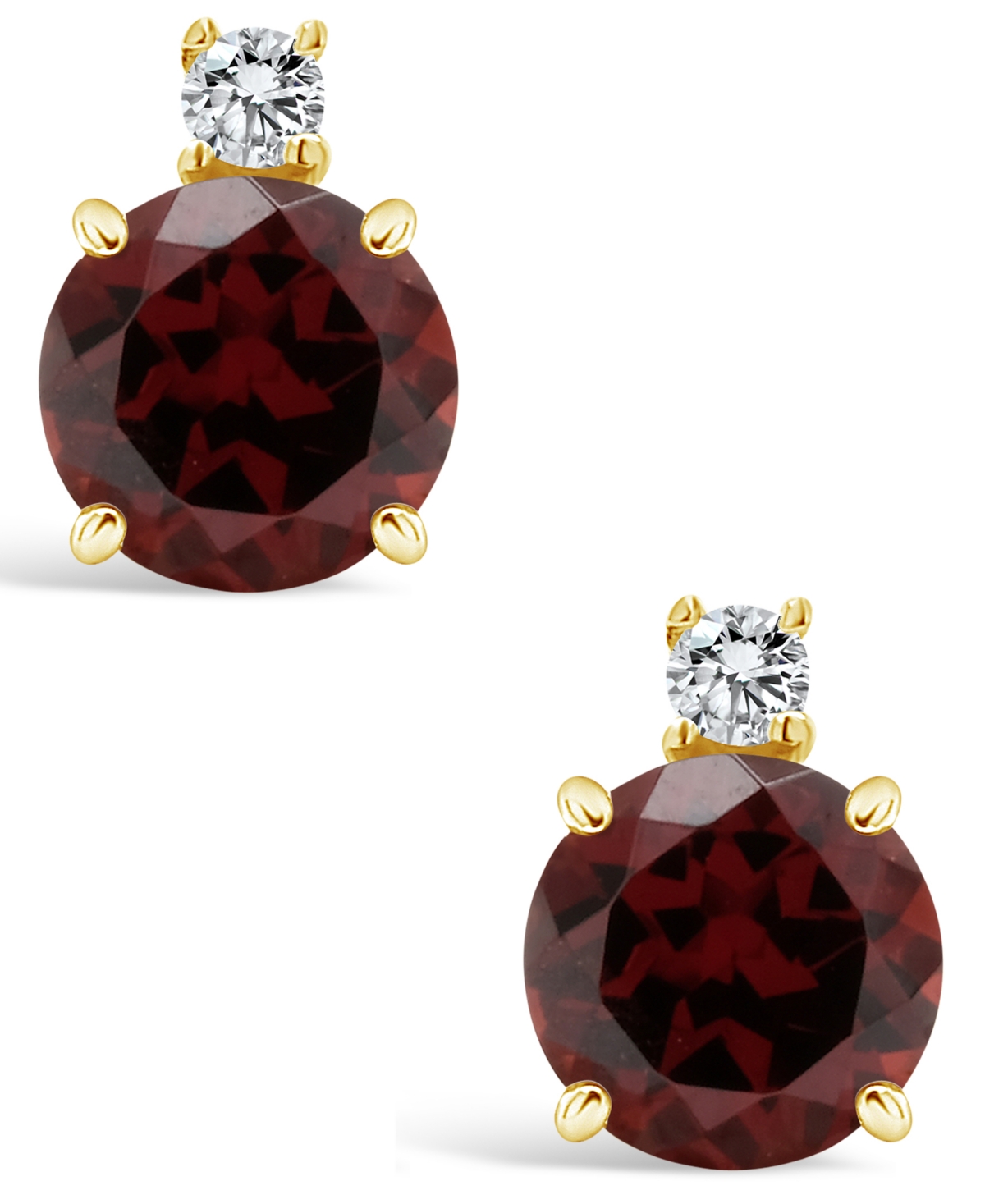 (2-1/5 ct. t.w.) and Diamond Accent Stud Earrings in 14K Yellow Gold - Garnet