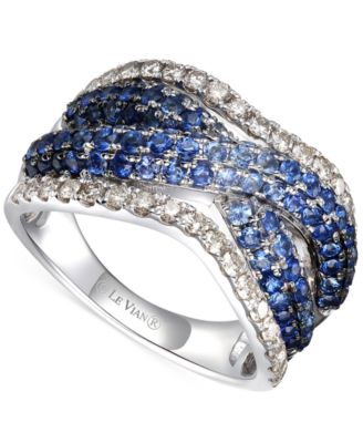 Le Vian - Denim Ombr&eacute; Sapphire (1-5/8 ct. t.w.) & Nude Diamond (5/8 ct. t.w.) Crossover Statement Ring in 14k White Gold