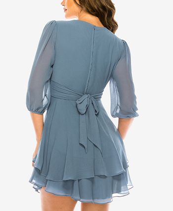 B Darlin Juniors' V-Neck Shirred-Front Dress - Macy's