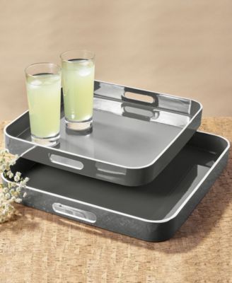 Square Trays with Rim, Set of 2