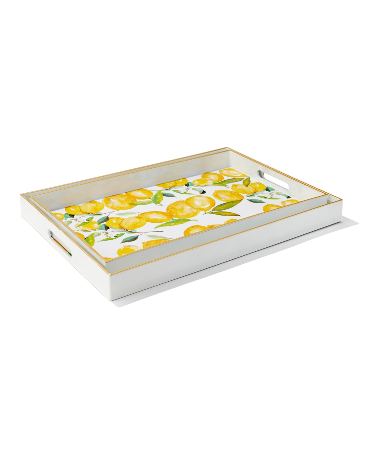 American Atelier Lemon Branches Trays Set, 2 Piece In Yellow