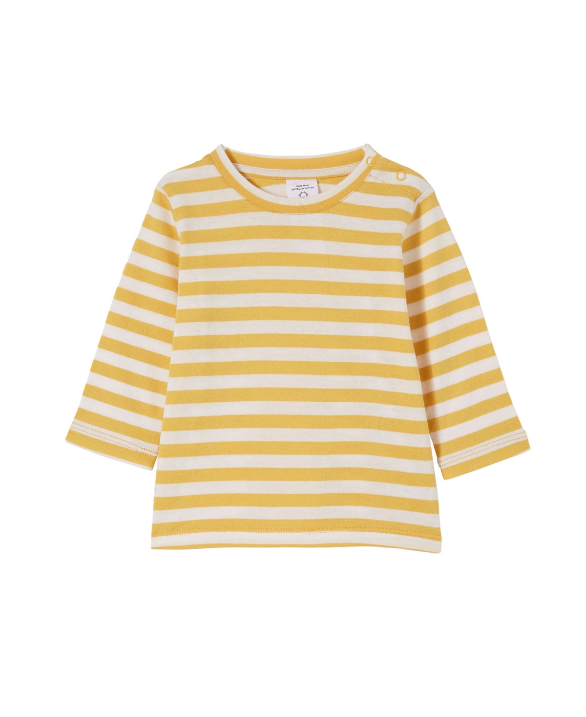 Cotton On Baby Girls Jamie Long Sleeve T-shirt In Hannah Stripe Honey Gold/vanilla
