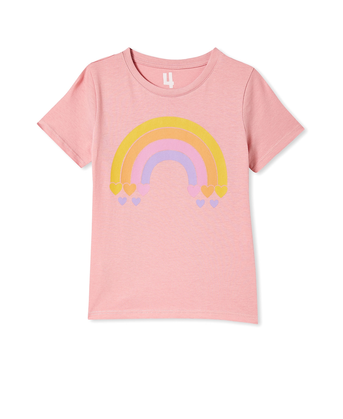Cotton On Toddler Girls Penelope Short Sleeve T-shirt In Marshmallow/heart Rainbow