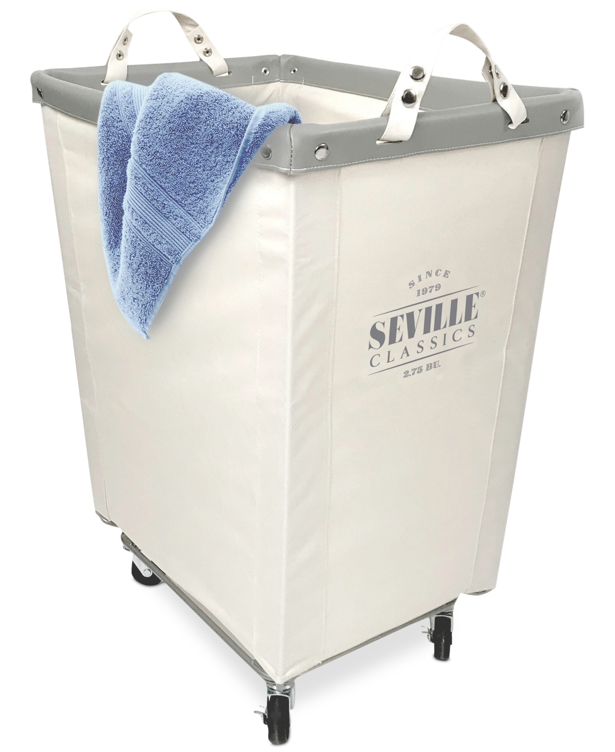 Shop Seville Classics Commercial Grade Heavy-duty Extra-large Canvas Wheeled Laundry Hamper In Natural White