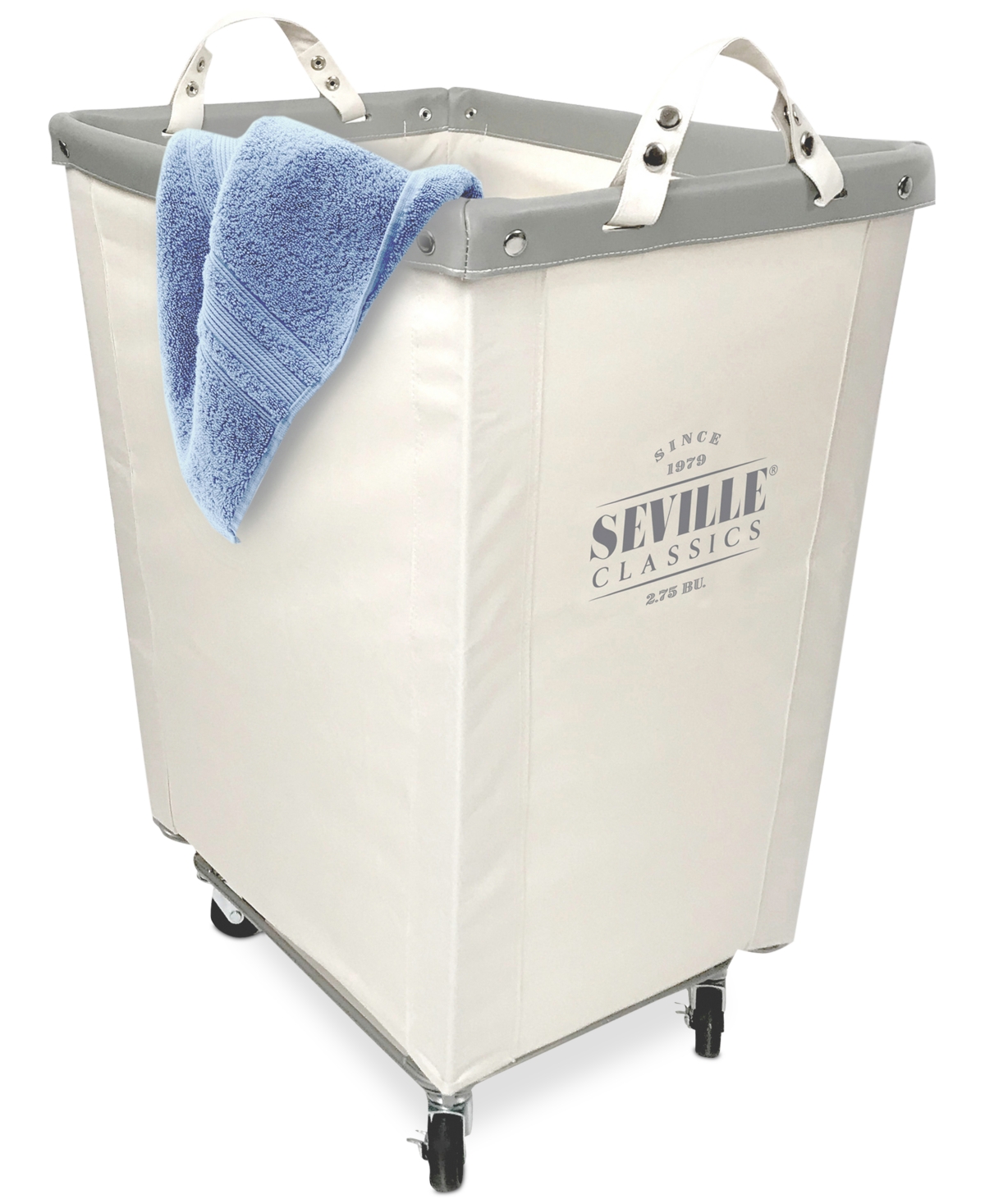 SEVILLE CLASSICS COMMERCIAL GRADE HEAVY-DUTY EXTRA-LARGE CANVAS WHEELED LAUNDRY HAMPER 