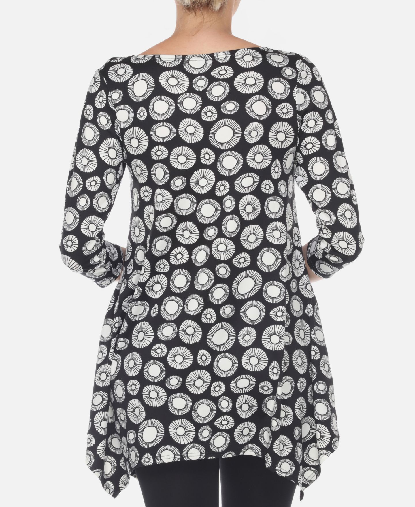 Женский топ White Mark Printed Geometric Circle Tunic Top, цвет: Чёрный — фото 2
