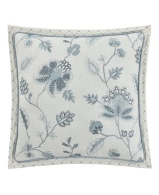 Queen New York Garden View Floral top Embroidery Square Pillow