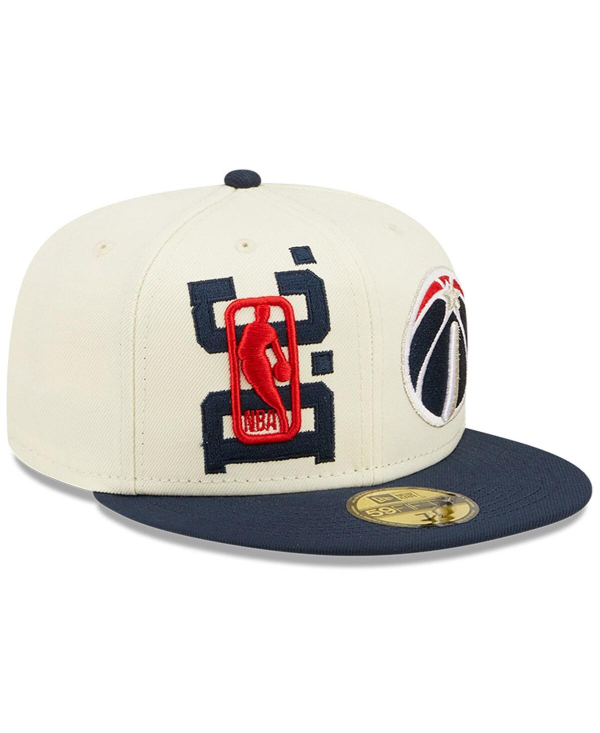 Shop New Era Men's  Cream, Navy Washington Wizards 2022 Nba Draft 59fifty Fitted Hat In Cream,navy