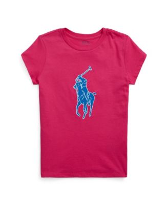 폴로 랄프로렌 여아용 반팔티 Polo Ralph Lauren Little Girls Logo Jersey T-shirt,Mp25 Accent Pink