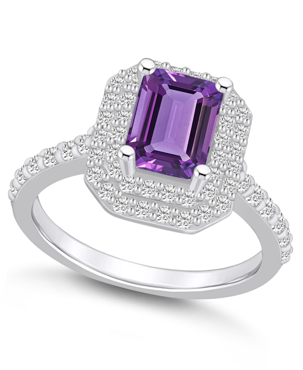 Macy's Amethyst And Certified Diamond Halo Ring