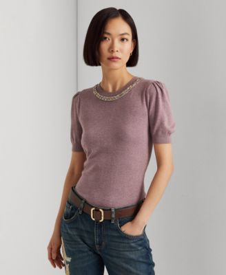 Lauren Ralph Lauren - Beaded Short-Sleeve Sweater