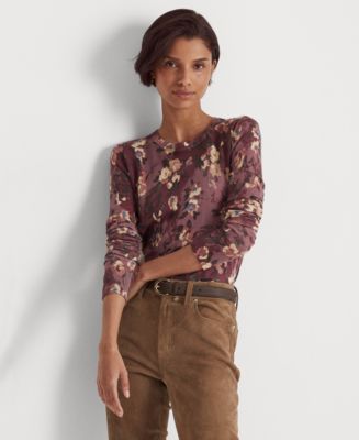 Lauren Ralph Lauren Floral Cotton-Blend Sweater - Macy's