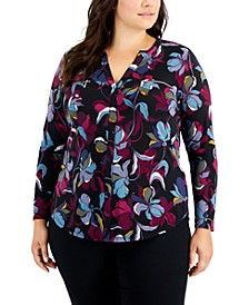 Plus Size Split-Neck Top, Created for Macy's