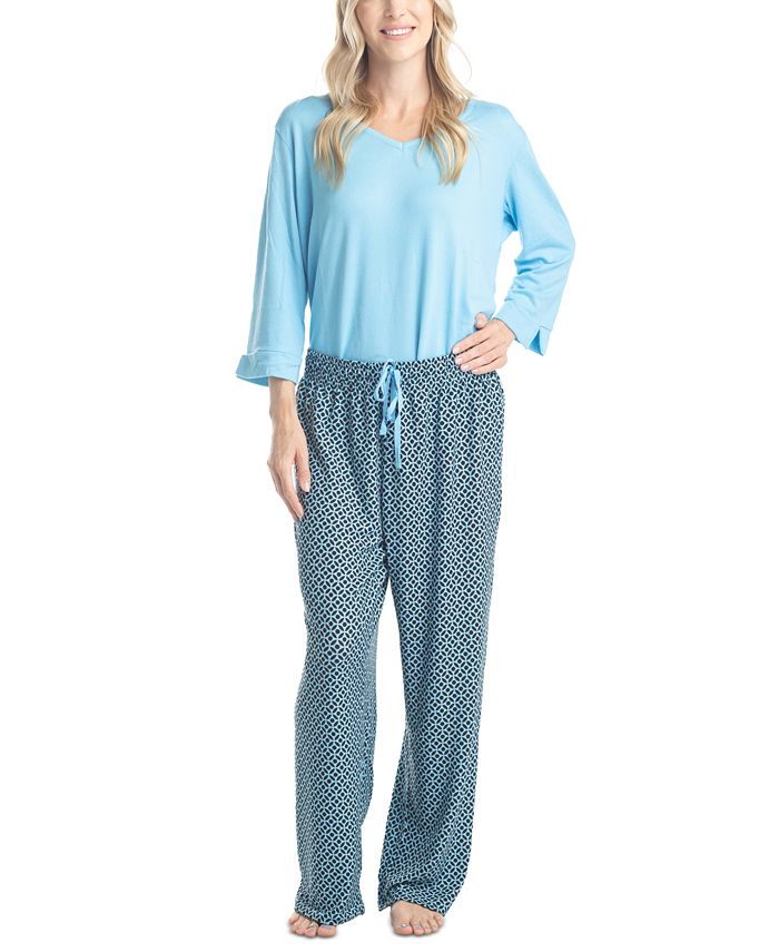MUK LUKS Women's 3/4 Sleeve Top & Boot-Cut Pajama Pants Set - Macy's