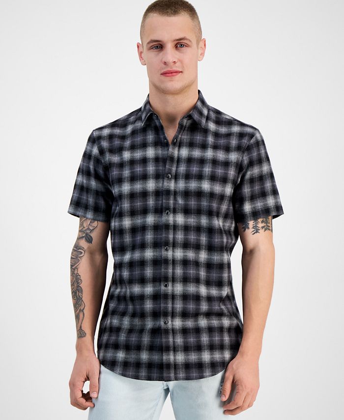 I.N.C. International Concepts Men's Plaid Short-Sleeve Button-Up