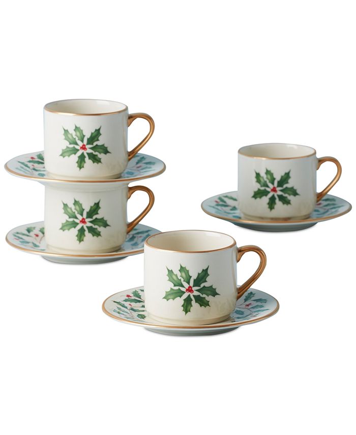 Lenox Holiday Espresso Cup & Saucer, Set of 4 Macy's