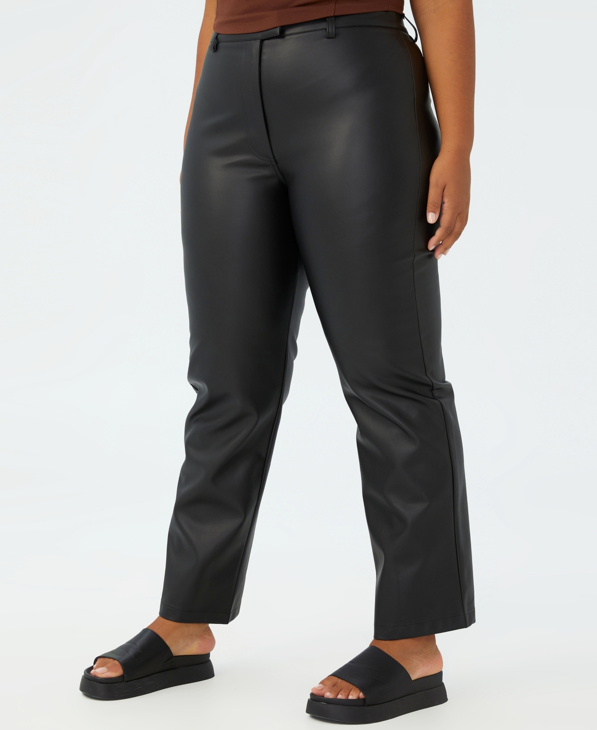 Cotton On Trendy Plus Size Arlow Straight Leather Pants