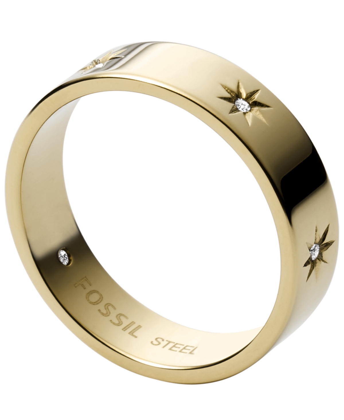 Shop Fossil Sutton Shine Bright Stainless Steel Band Ring In Gold-tone