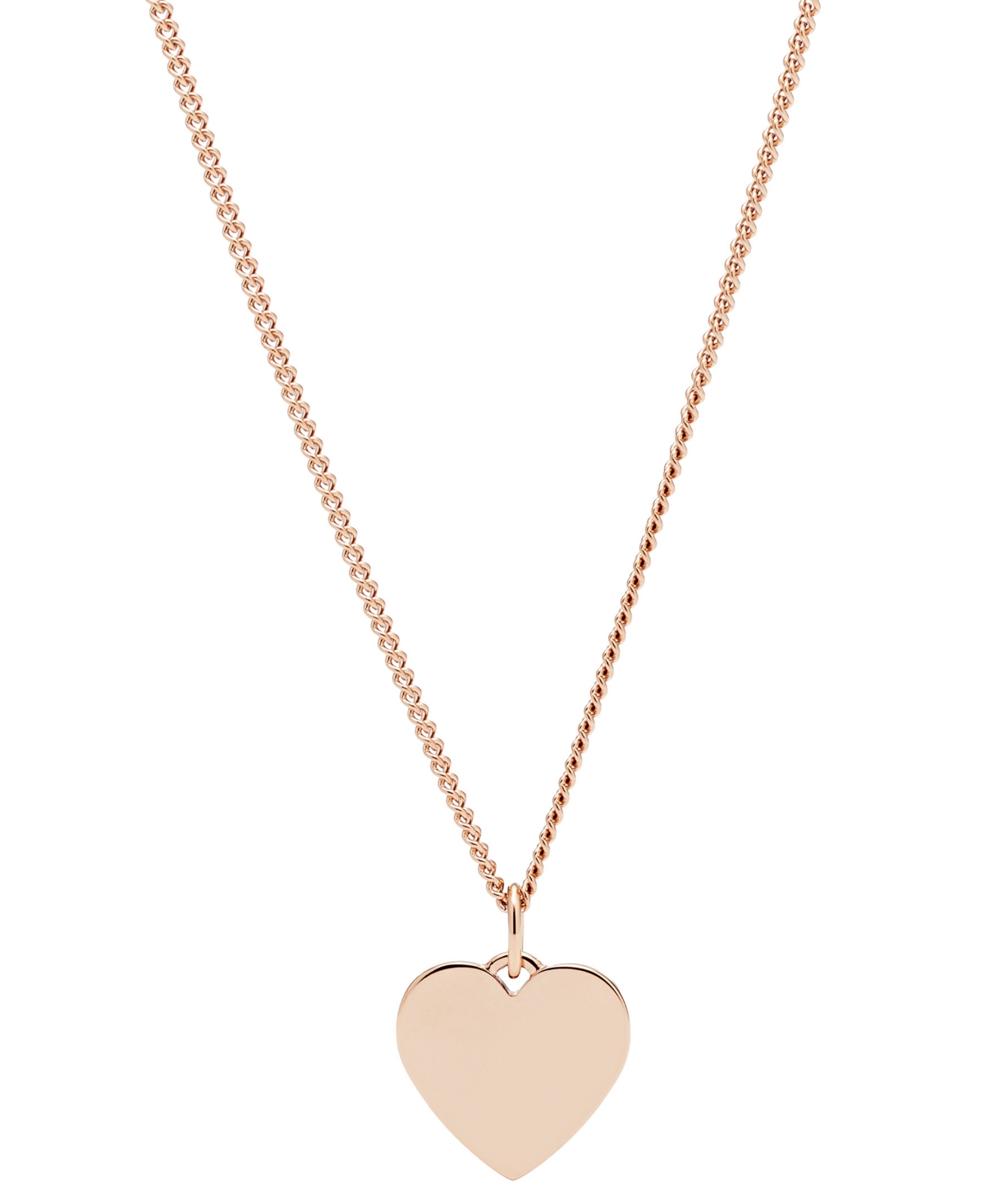 Shop Fossil Lane Heart Stainless Steel Necklace In Rose Gold-tone