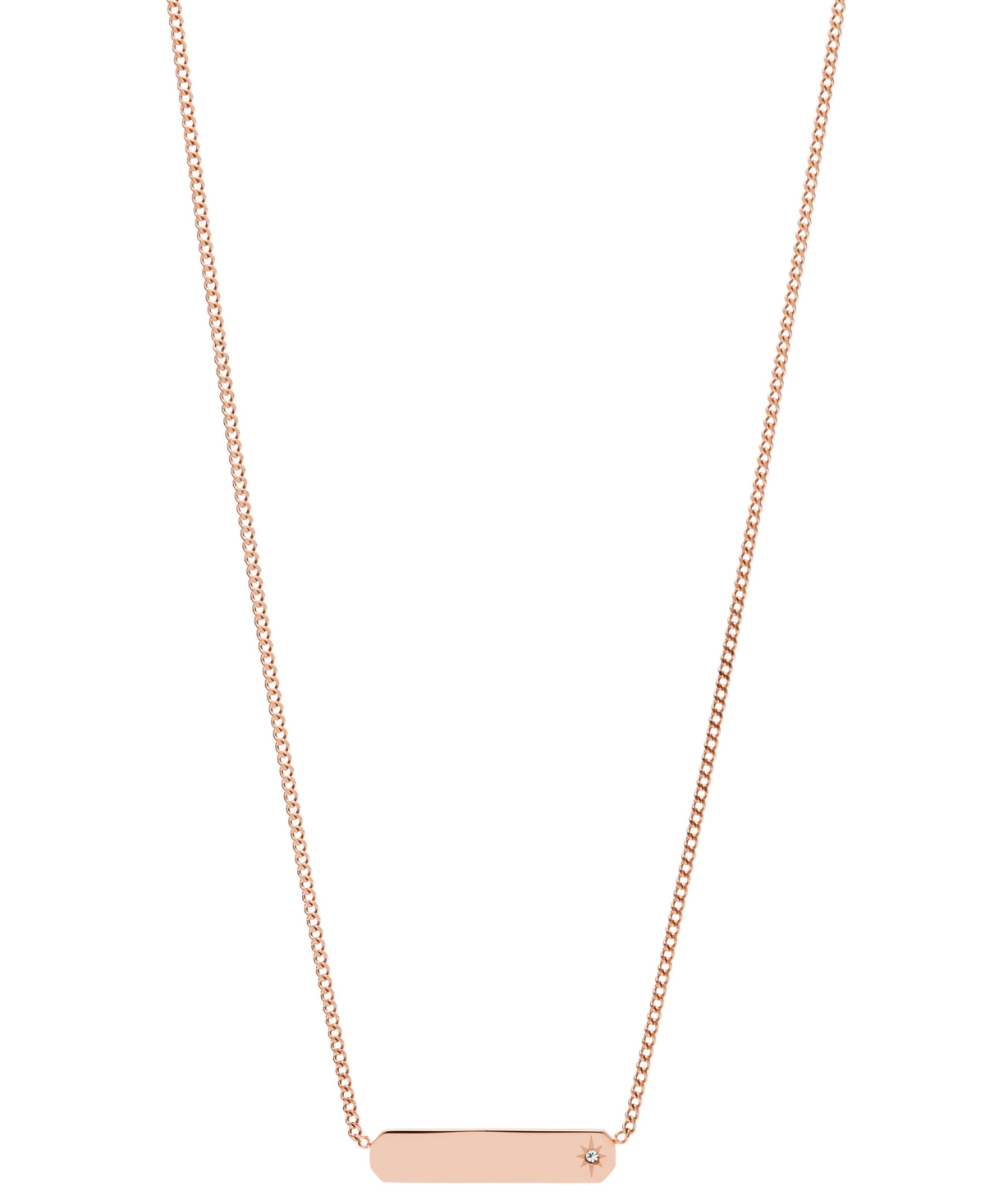 Shop Fossil Lane Stainless Steel Bar Chain Necklace In Rose Gold-tone