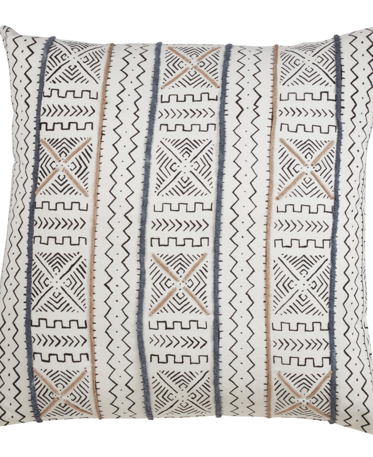 Saro Lifestyle Mud Cloth Decorative Pillow, 20" X 20" In White