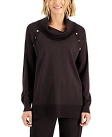 Women's Cowlneck Snap-Front Sweater, Created for Macy's