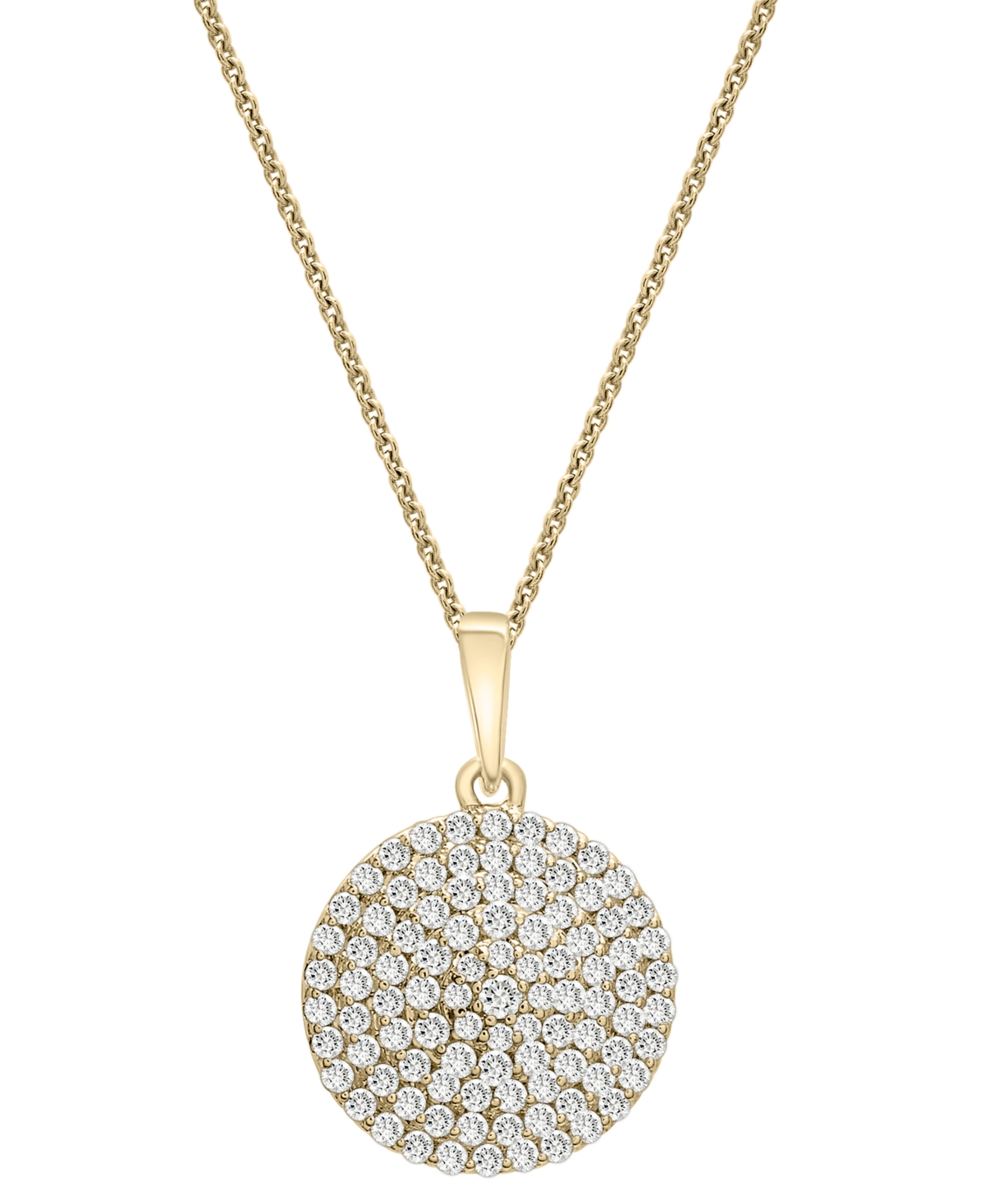 Diamond Circle Pendant Necklace (1/2 ct. t.w.) in 14k Gold, 16" + 4" extender, Created for Macy's - Yellow Gold