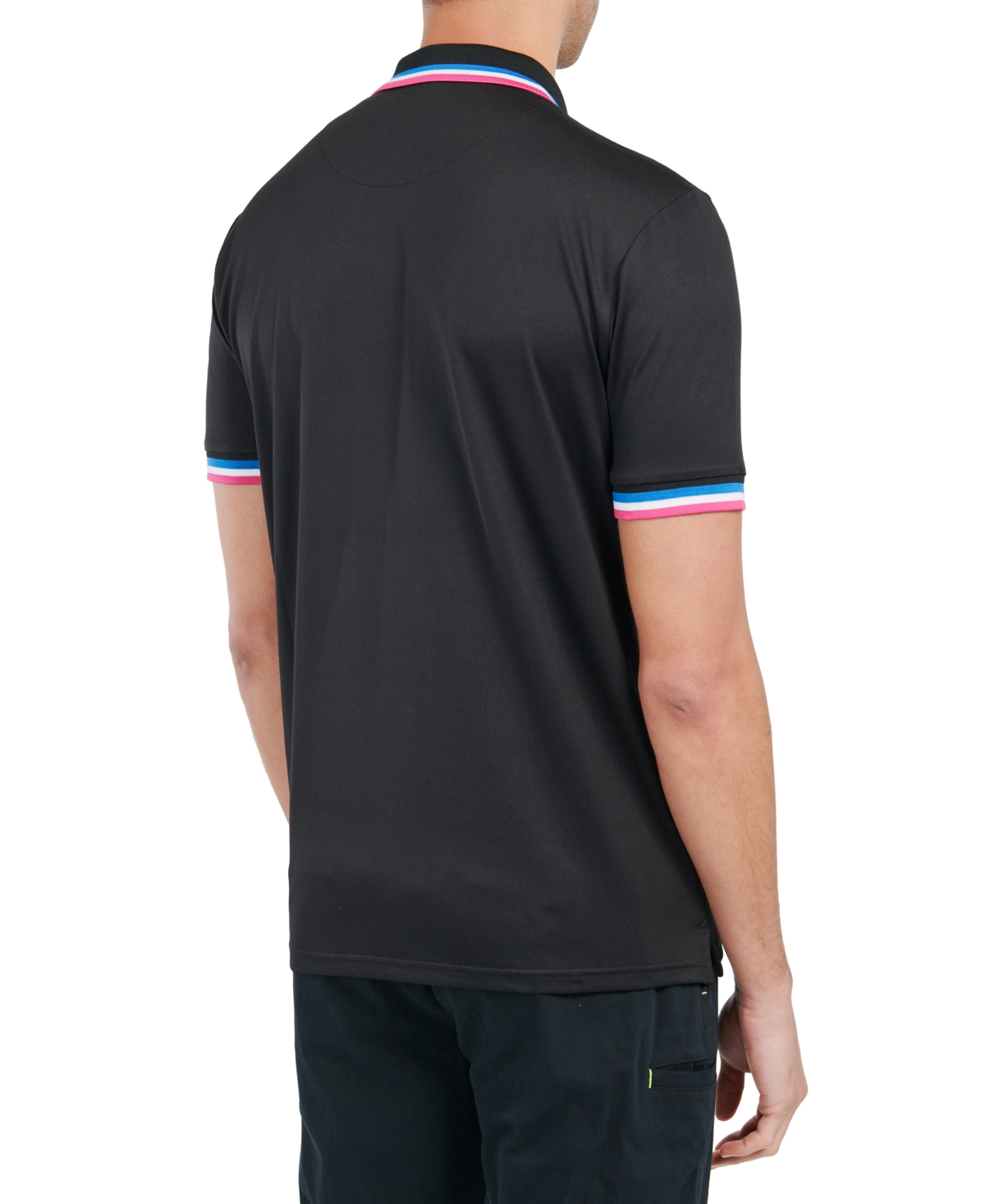 Society Of Threads Men's Slim-Fit Stretch TippedSolid Polo - Black