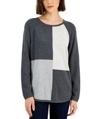 Cotton Colorblocked Patchwork Sweater, Created for Macy's