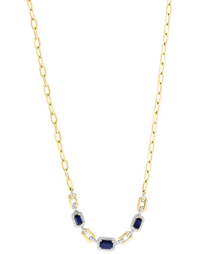 EFFY Collection - Sapphire (1-3/8 ct. t.w.) & Diamond (1/3 ct. t.w.) 17-1/2" Collar Necklace in 14k Gold