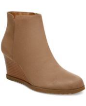 Tan top wedge booties