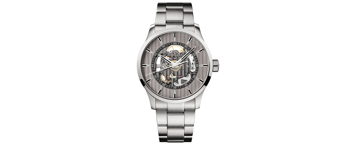 Men's Swiss Automatic Multifort Skeleton Vertigo Stainless Steel Bracelet Watch 42mm - Rhodium