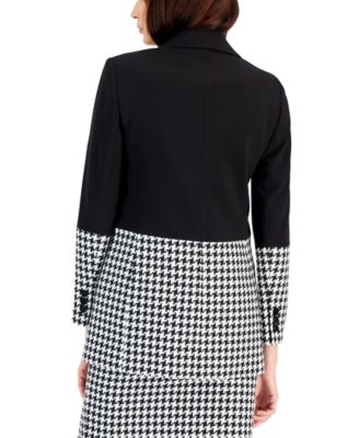 Women's Houndstooth Colorblocked Jacket 