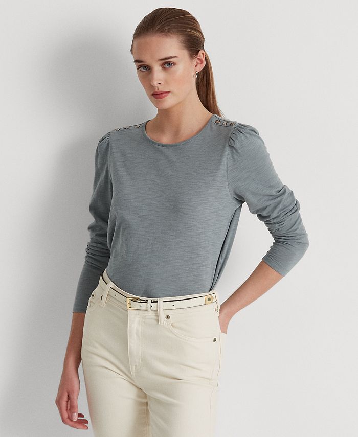 Lauren Ralph Lauren PuffSleeve Slub Jersey Top Macy's