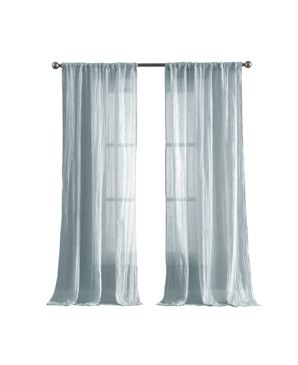 French Connection Charter Crushed Semi-sheer Rod Pocket Window Panel Pair, 108" X 50" In Aqua