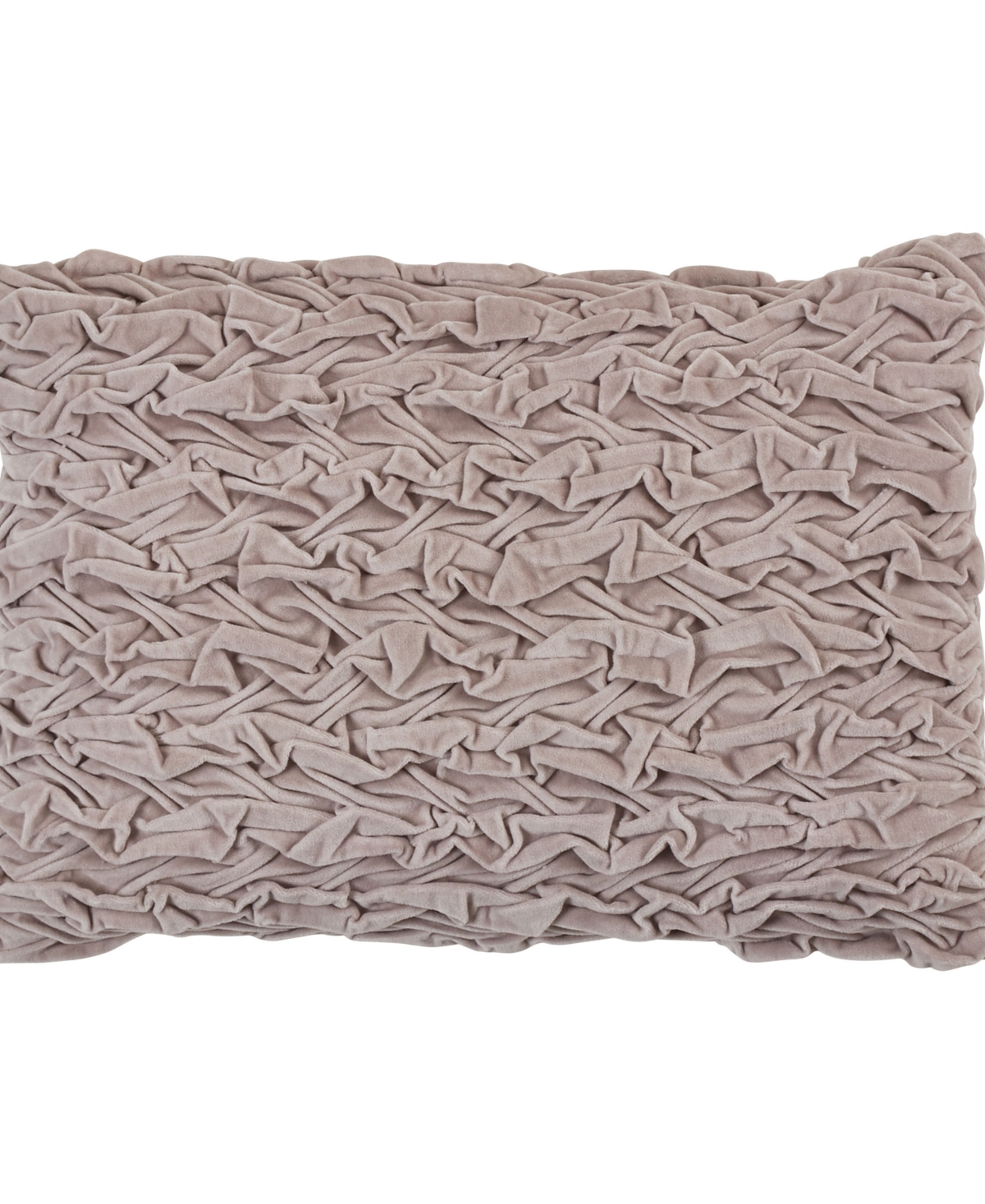 Saro Lifestyle Smocked Velvet-like Decorative Pillow, 24" X 16" In Gray