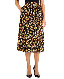 Women's Floral-Print Midi Skirt