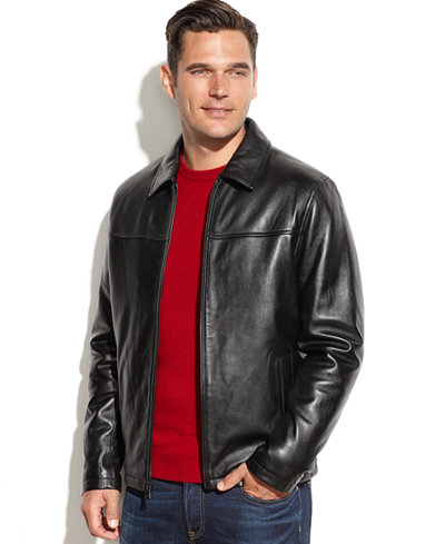 Izod Genuine Leather Bomber Jacket - Coats & Jackets - Men - Macy's