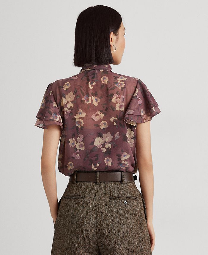 Lauren Ralph Lauren Floral TieNeck Blouse Macy's
