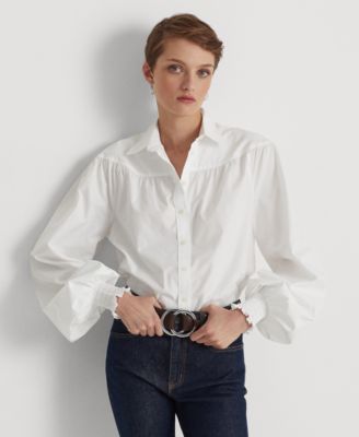 Lauren Ralph Lauren - Cotton Blouson-Sleeve Broadcloth Shirt