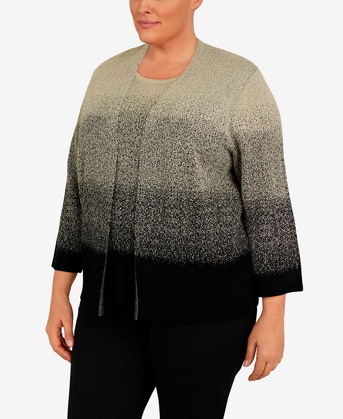 Alfred Dunner Plus Size Classics Ombre Shimmer 2in1 Sweater & Reviews